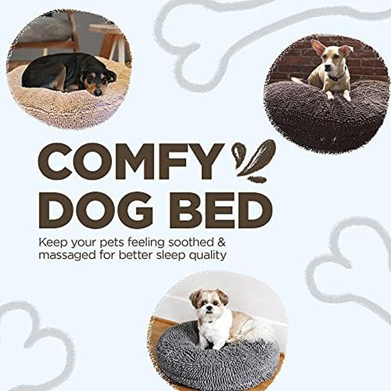 Super Snoozer Dog Bed - Microfiber Chenille round Bed for Dogs - Moisture Wicking Comfort - Removable Washable Cover (Dark Chocolate, Medium 24”X24”X6”)