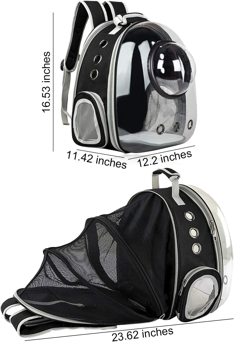 Black Cat Carrier Dog Carrier Backpack, Pet Carrier Back Pack Pack for Small Medium Cat Puppy Doggie, Dog Body Carrying Bag Travel Space Capsule for Travel, Hiking, Walking & Outdoor Use