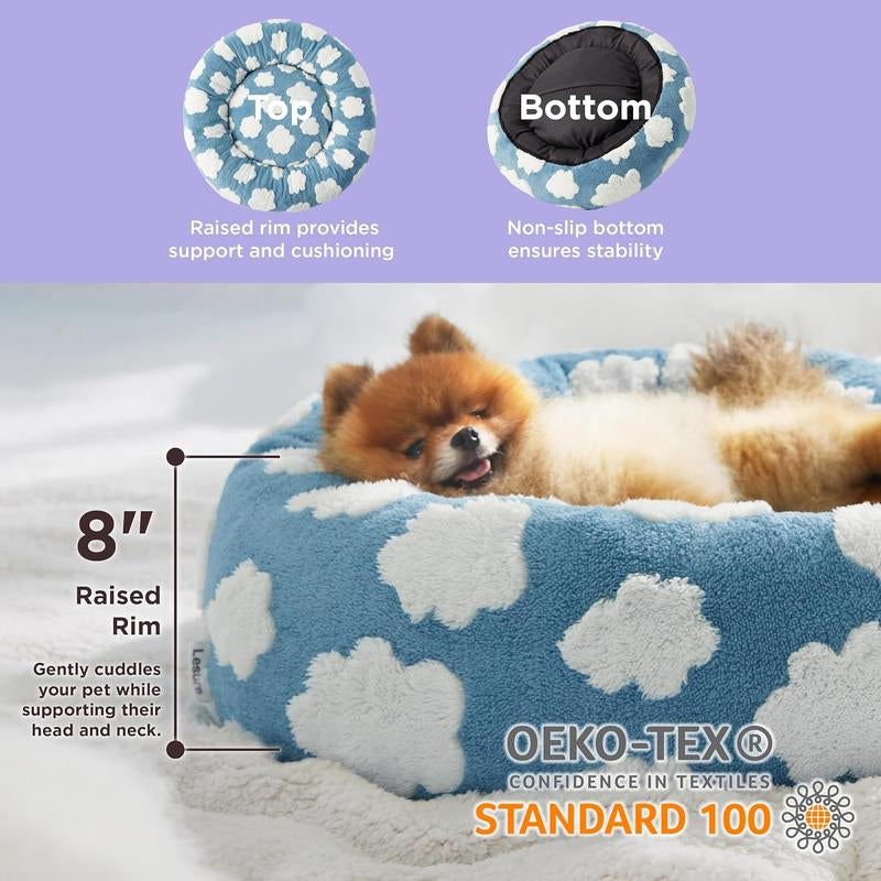 Lesure Donut Dog Bed, Cute Calming Bed for Small/Medium/Large Dogs & Cats, Camas Para Perros, Washable, round Pet Bed, Anti-Slip Bottom, Pet Supplies Bedding