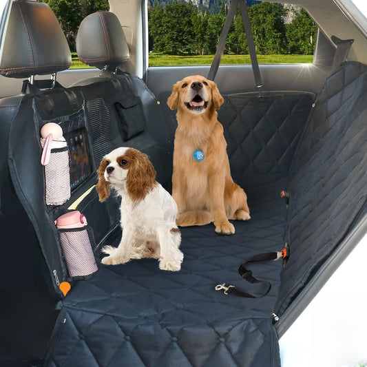 Backseat Dog Cover for Car - Dog Seat Cover - Dog Hammock for Car, Rear Seat Covers for Dogs Waterproof Dog Seat Covers for Cars Back Seat Scratch-Proof Nonslip Mesh Sections Window, SUV
