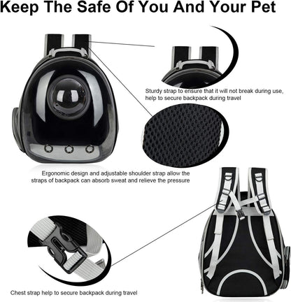 Black Cat Carrier Dog Carrier Backpack, Pet Carrier Back Pack Pack for Small Medium Cat Puppy Doggie, Dog Body Carrying Bag Travel Space Capsule for Travel, Hiking, Walking & Outdoor Use